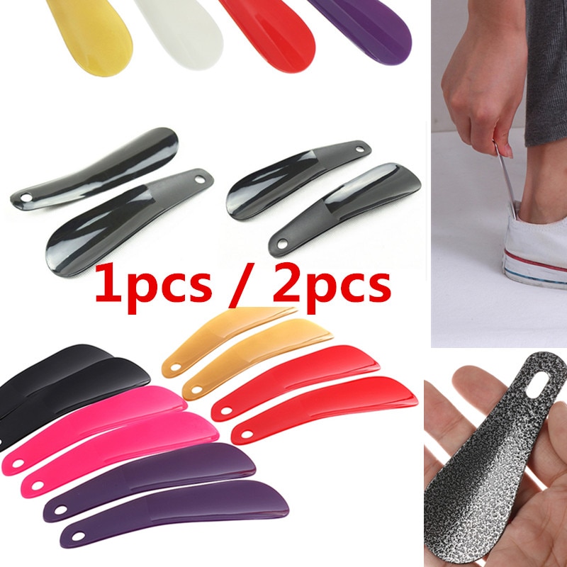 1-2pcs 16cm Professional Shoe Horns Black Plastic Shoe Horn Spoon Shape Shoehorn Shoe Lifter Flexible Sturdy Slips 10cm