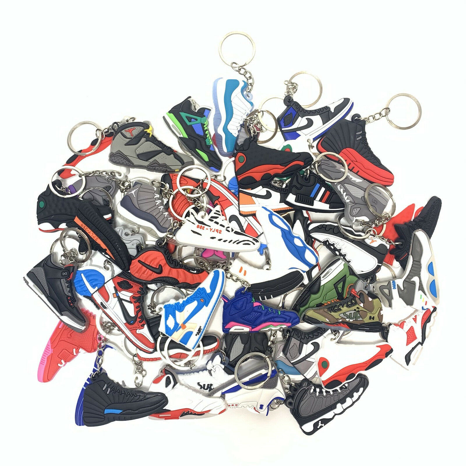 10 Pieces 2D Sneaker Keychain Wild Variety Pack Jordan’s Yeezy Keychains.