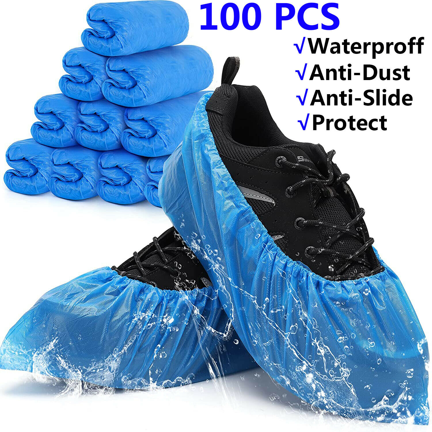 100 Shoe Covers Disposable Non-Slip Waterproof for Indoor Anti-Dust Boot Covers