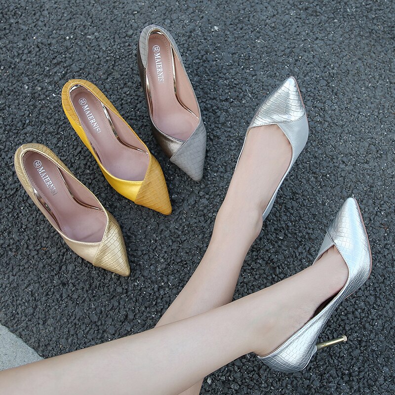 10CM High Heeled Shoes Shallow Pointed Toe Hollow Thin Elegant Concise Mixed Colors 4 Inches All match Trend Party Dress Fashion