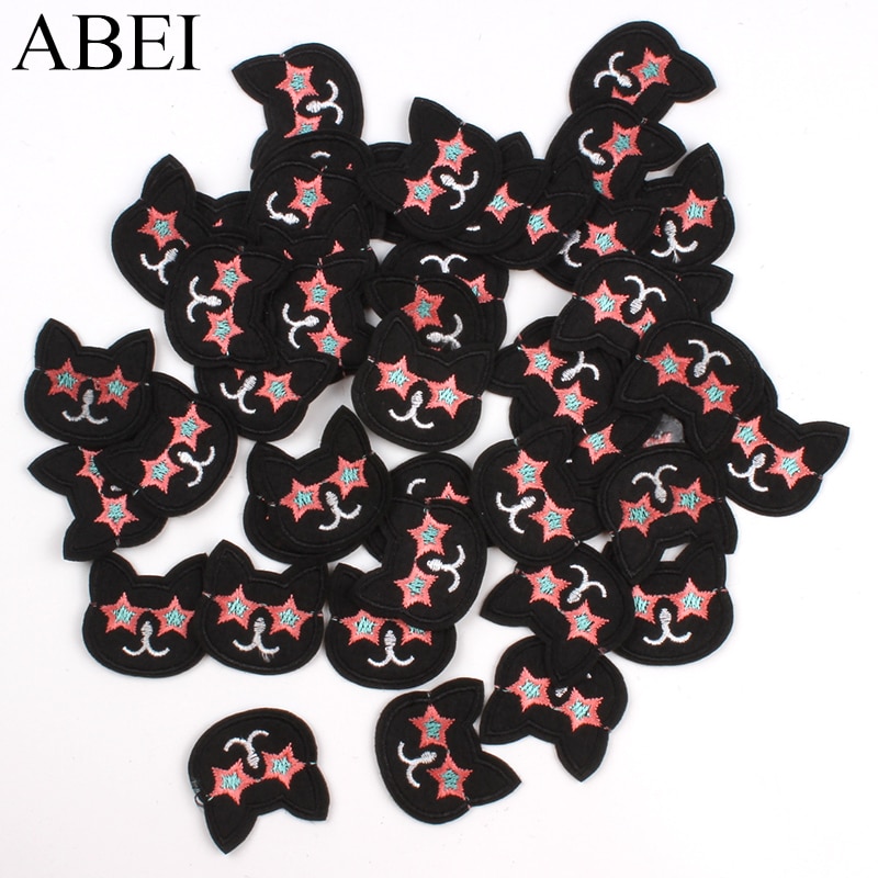 10pcs Iron On Black Cat Patch Cartoon Mini Animal Stickers DIY Patches For Jeans Shoes Shirts Dress Clothing Repair Appliques