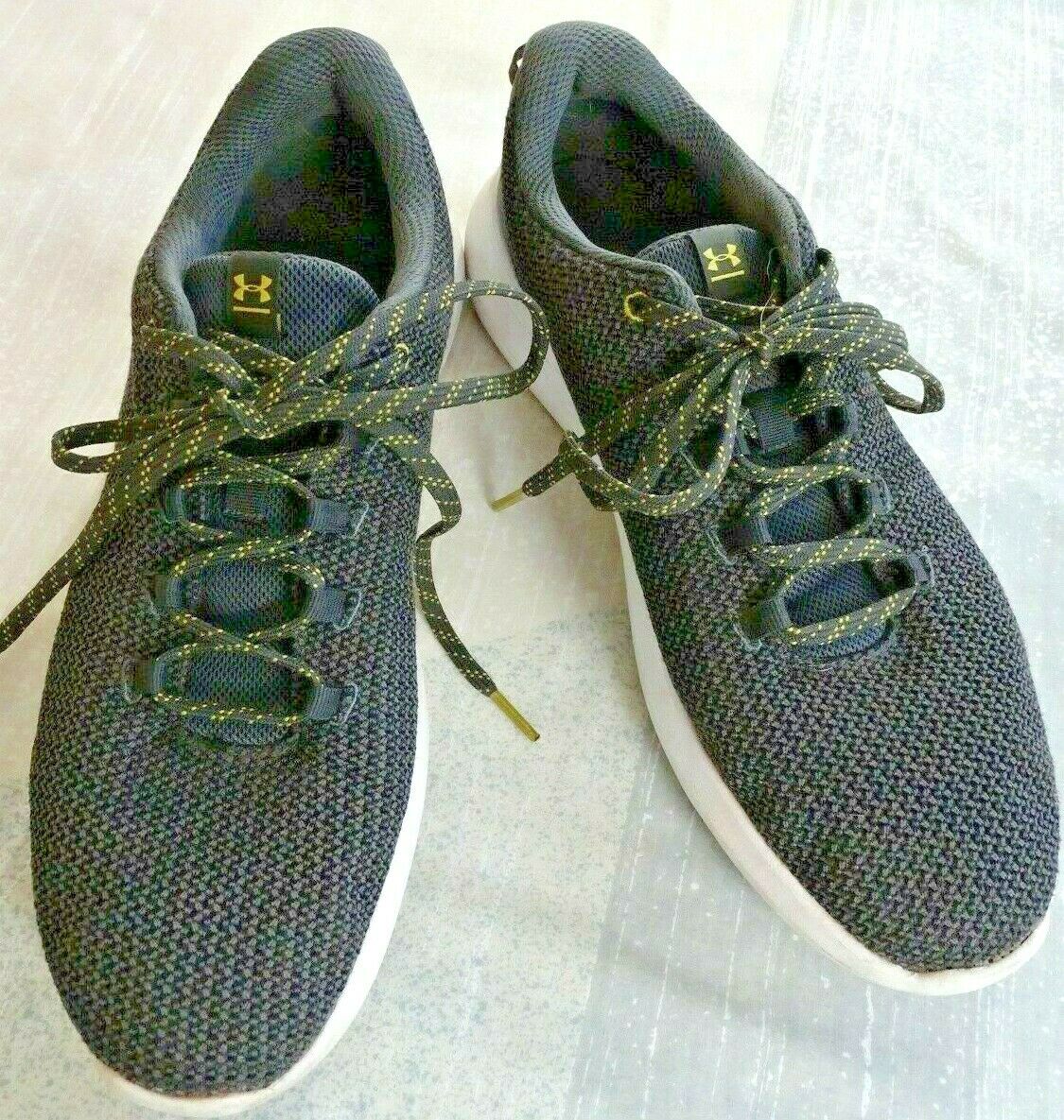 11.5 Under Armour Lace Up Nylon Mesh Walking Shoes,Charcoal Gray w/White Soles