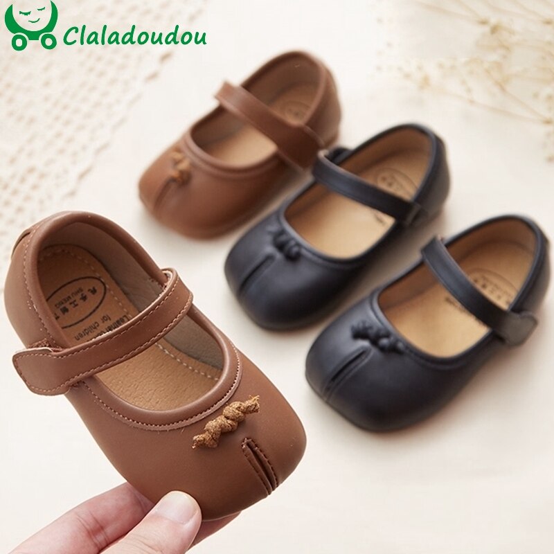 12-15.5cm Brand Infant Spring Flats Shoes,Solid Retro Little Princess Dress Shoes For Party Wedding,Solid Toddler Girls Walkers
