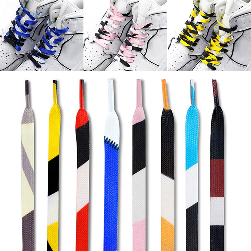 120/140/160cm 3 Colors Splicing Shoelaces High Quality Women Men Red Yellow Blue Hand-painted Sports Casual Shoes Laces
