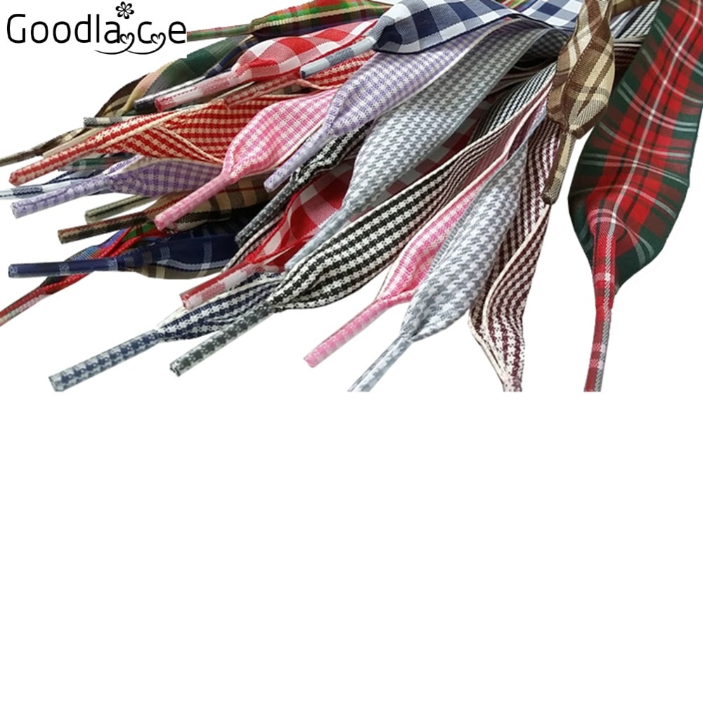 120cm/47" Long of Flat Fashion Checkered Ribbon Shoelaces British Style Plaid Shoe Laces 2.5cm/ 1 Inch Wide