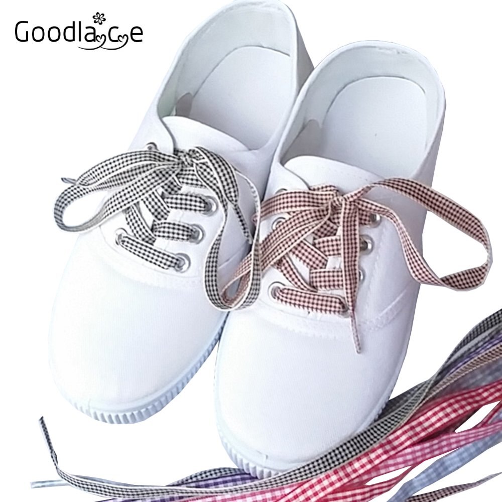 120cm/47" of Flat Fashion Checkered Ribbon Shoelaces British Style Plaid Shoe Laces 1cm Wide