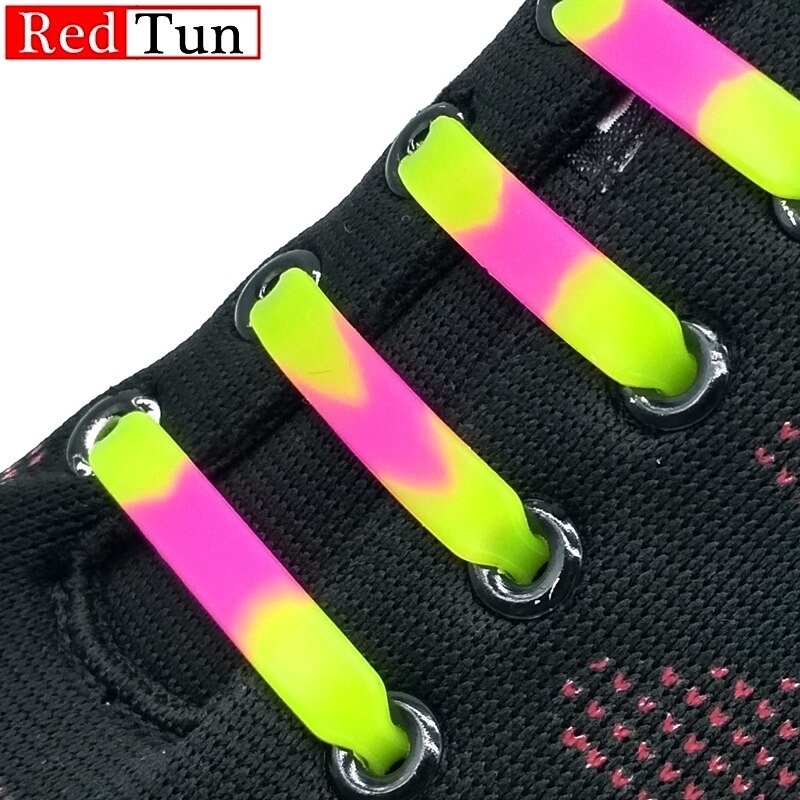 12pcs/lot Gradient Color Running Shoe Lace Silicone No Tie Shoelaces Fashion Unisex Elastic Sneakers Shoelace