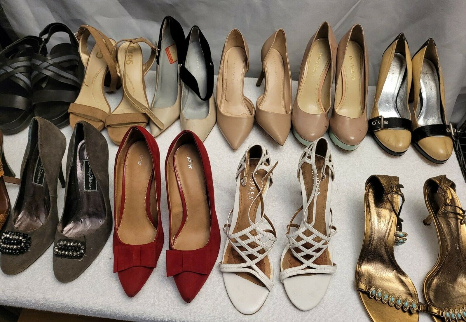 13 lot Women Shoes - Ralph Lauren, Valerie Stevens, Charles Nolan, Enzo, $800