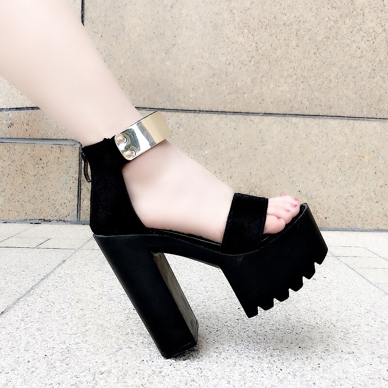 14 cm summer sandals super high heels show shoes new products show thin platform open toe thick heel women's