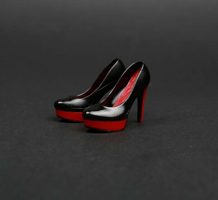 [1/6th Scale Shoes ]Red/Black Women's High-Heel Shoe F12" Female Body