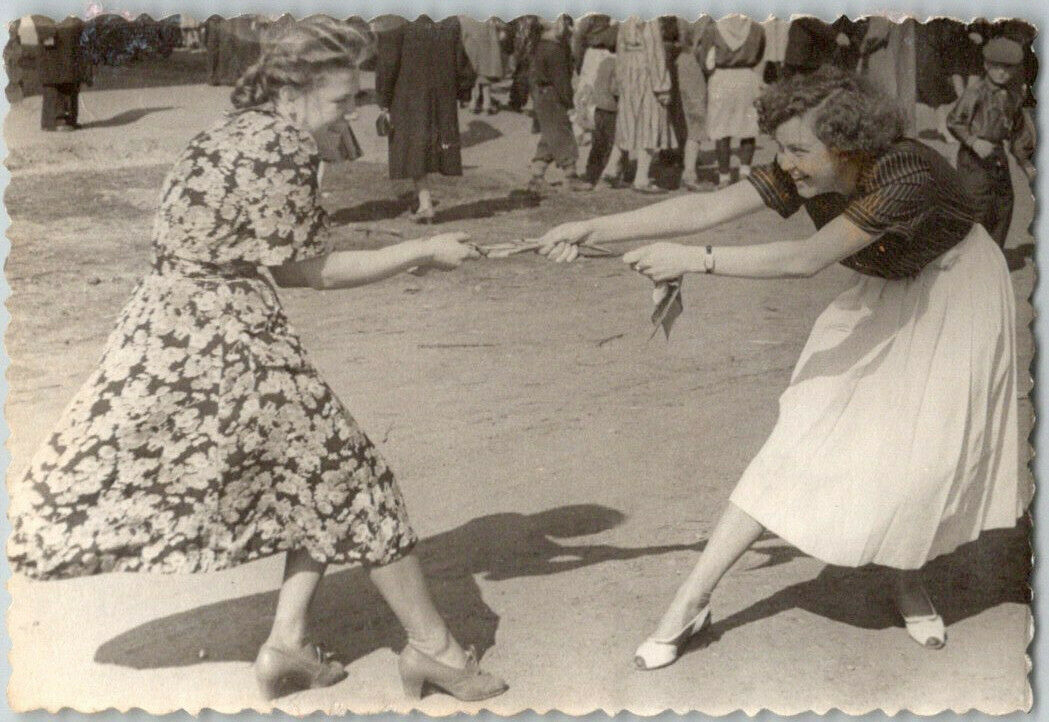 1955 Beautiful Young Nice Women Vintage Soviet Photo Dress Shoes Shawl Snapshot