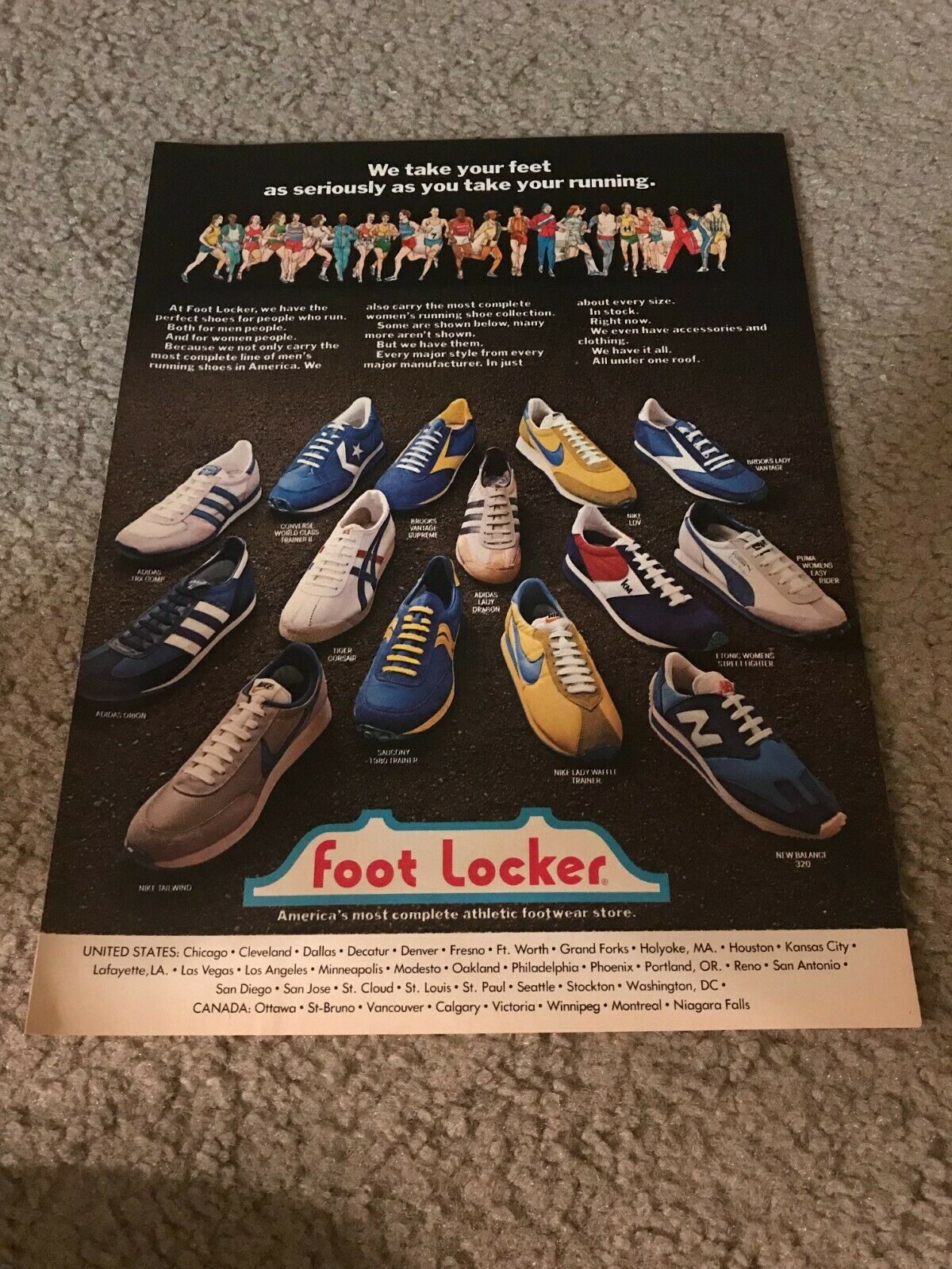 1978 FOOT LOCKER NIKE TAILWIND WAFFLE TRAINER LDV Shoes Poster Print Ad SAUCONY