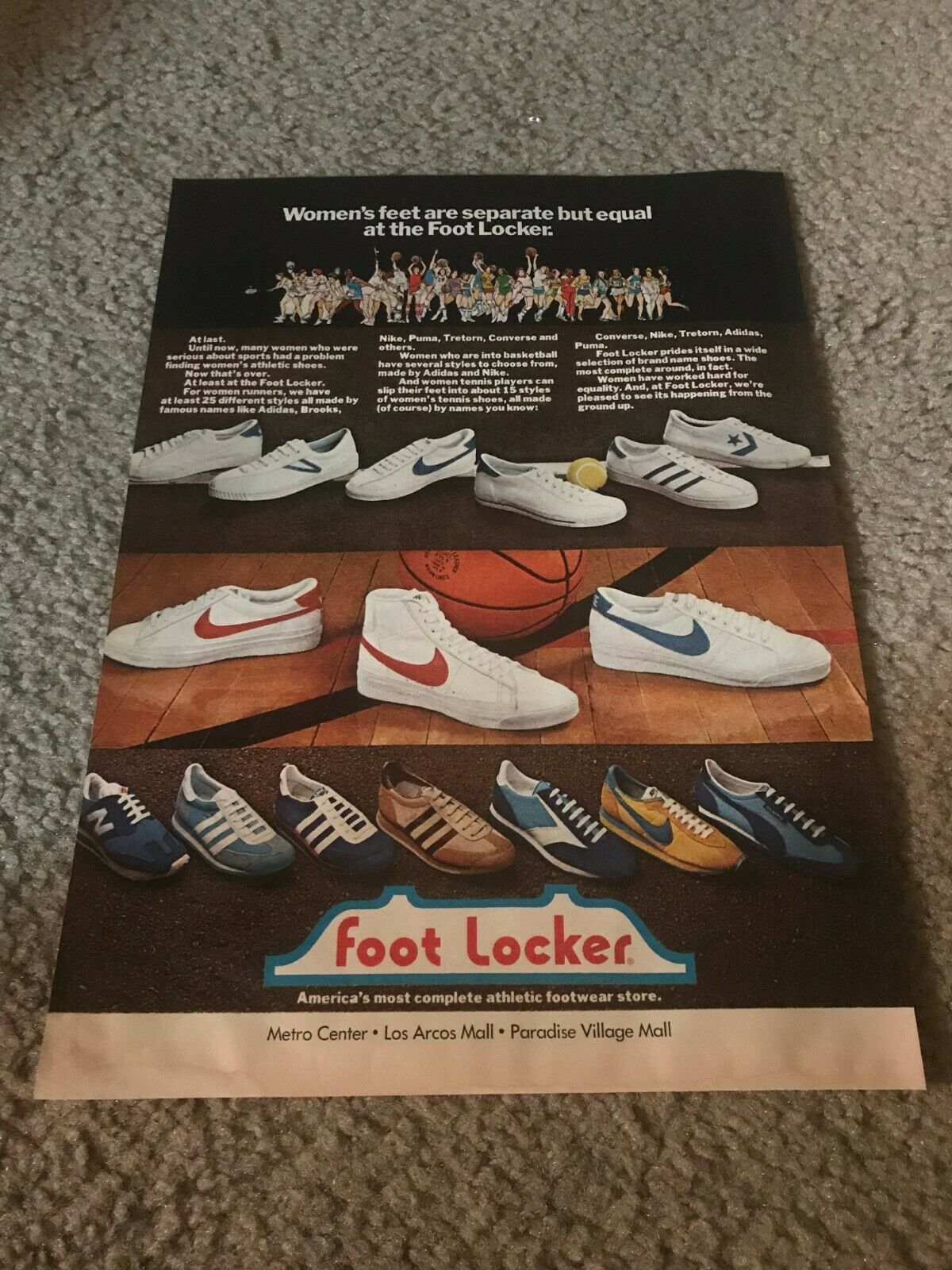 1979 FOOT LOCKER NIKE Shoes Poster Print Ad Women NEW BALANCE CONVERSE PUMA 70s
