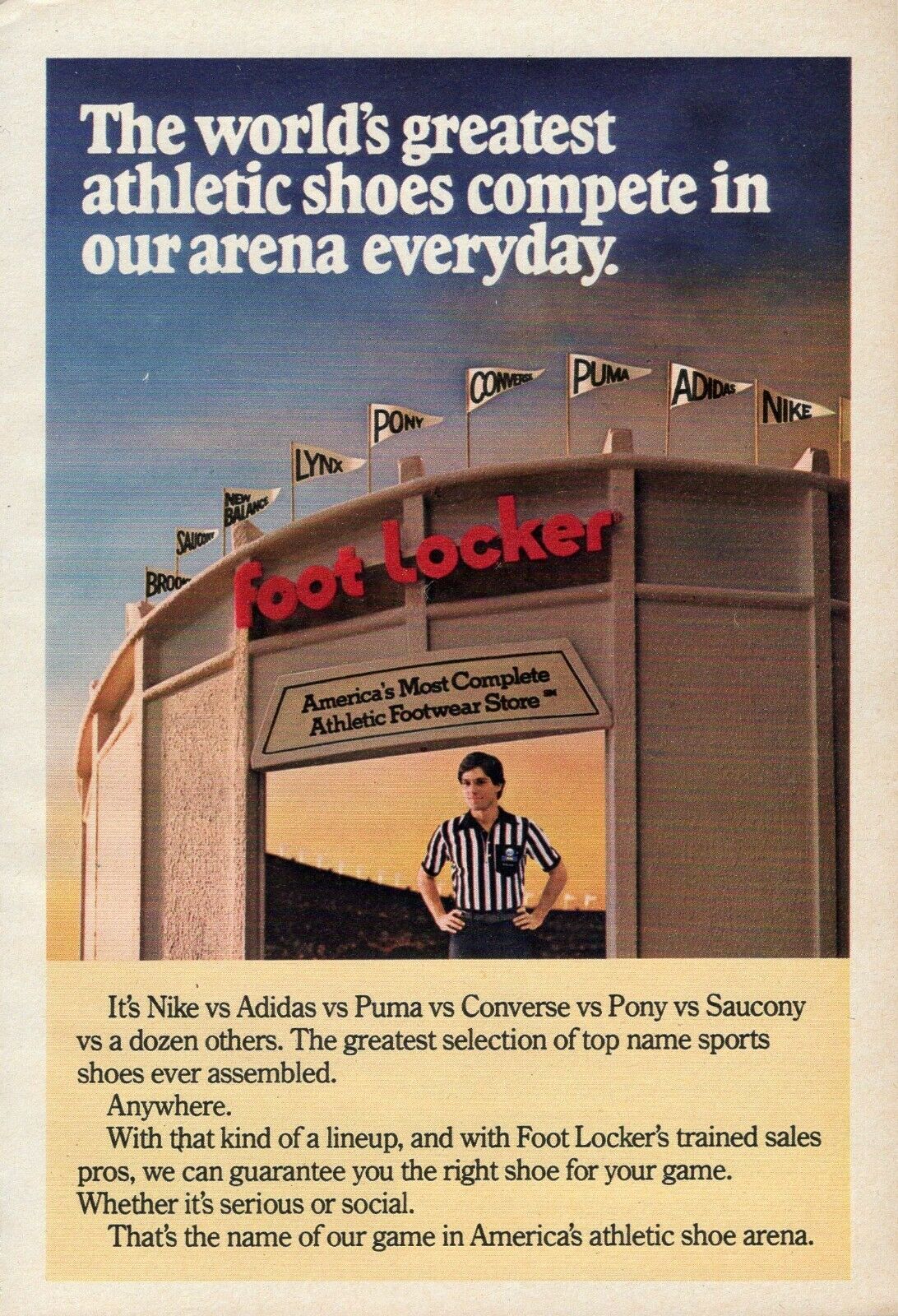 1984 PRINT AD~FOOTLOCKER SHOE STORE Most Complete Athletic Show Store