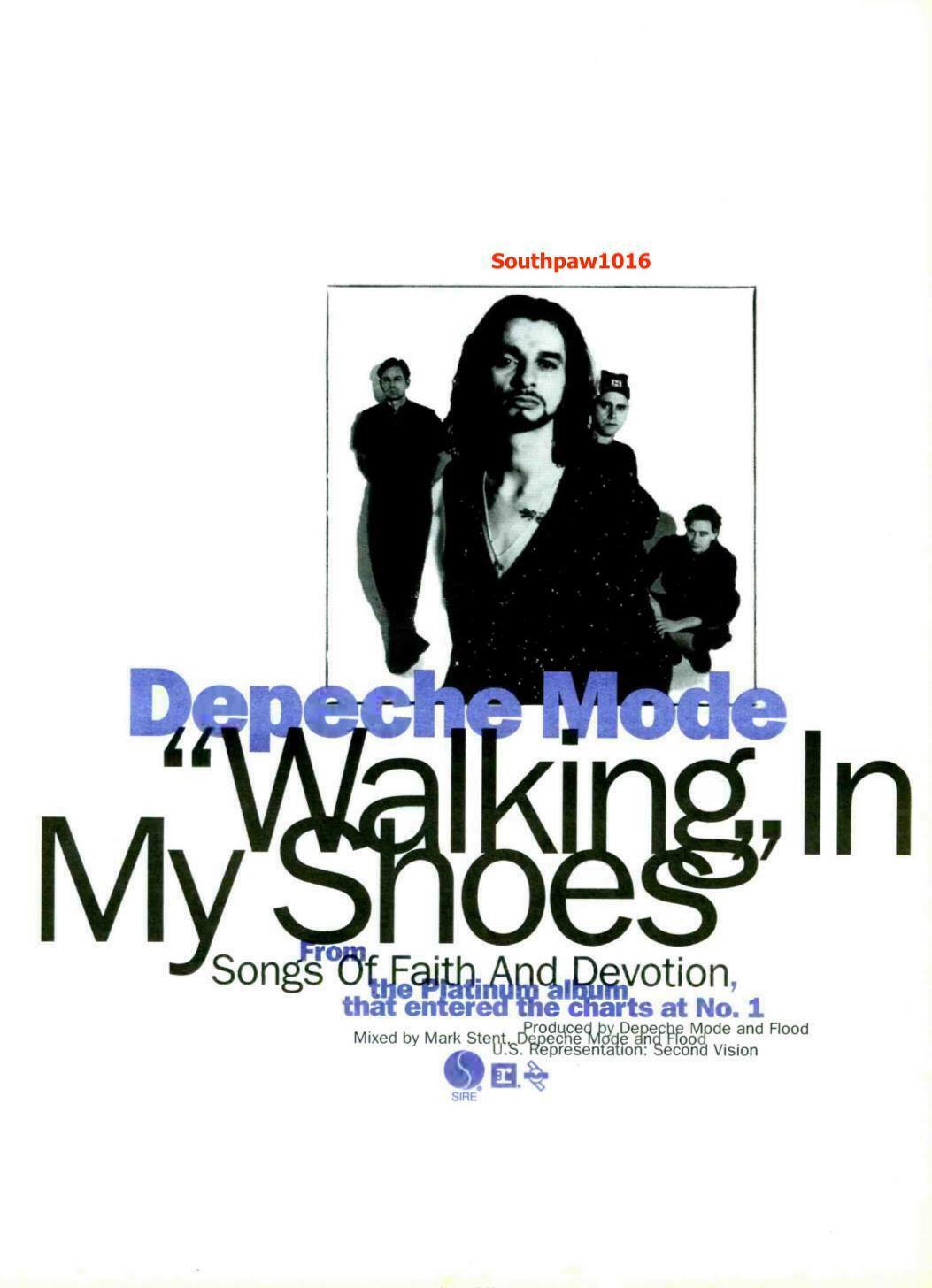 1993 Depeche Mode "Walking In My Shoes" Song Release Industry Promo Reprint Ad