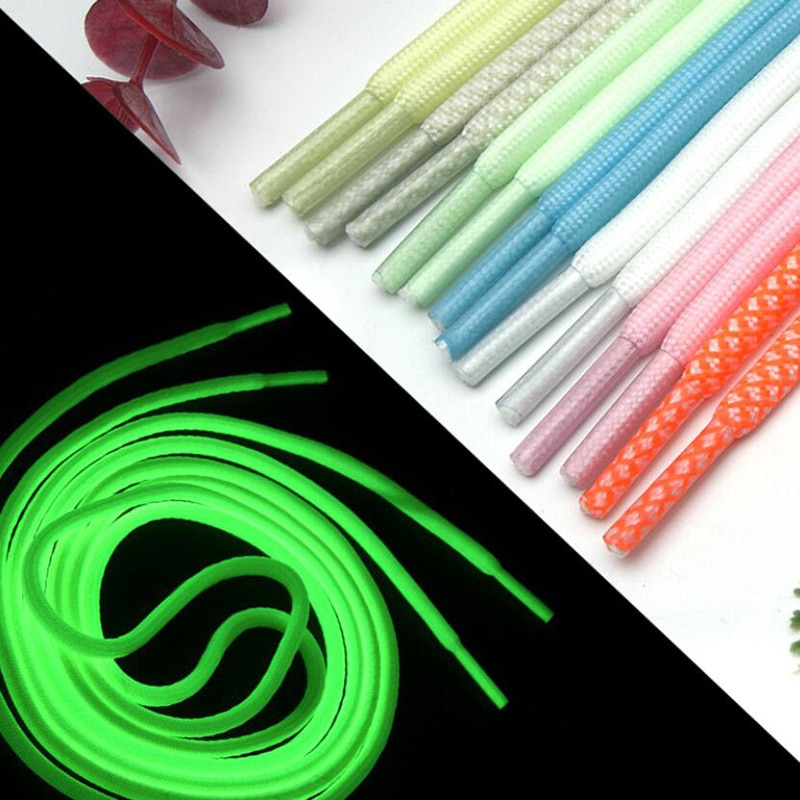 1Pair 120/140cm Round Glow In The Dark Shoe Laces Safety Luminous Fluorescent Shoelaces Unisex for Sport Basketball Canvas Shoes