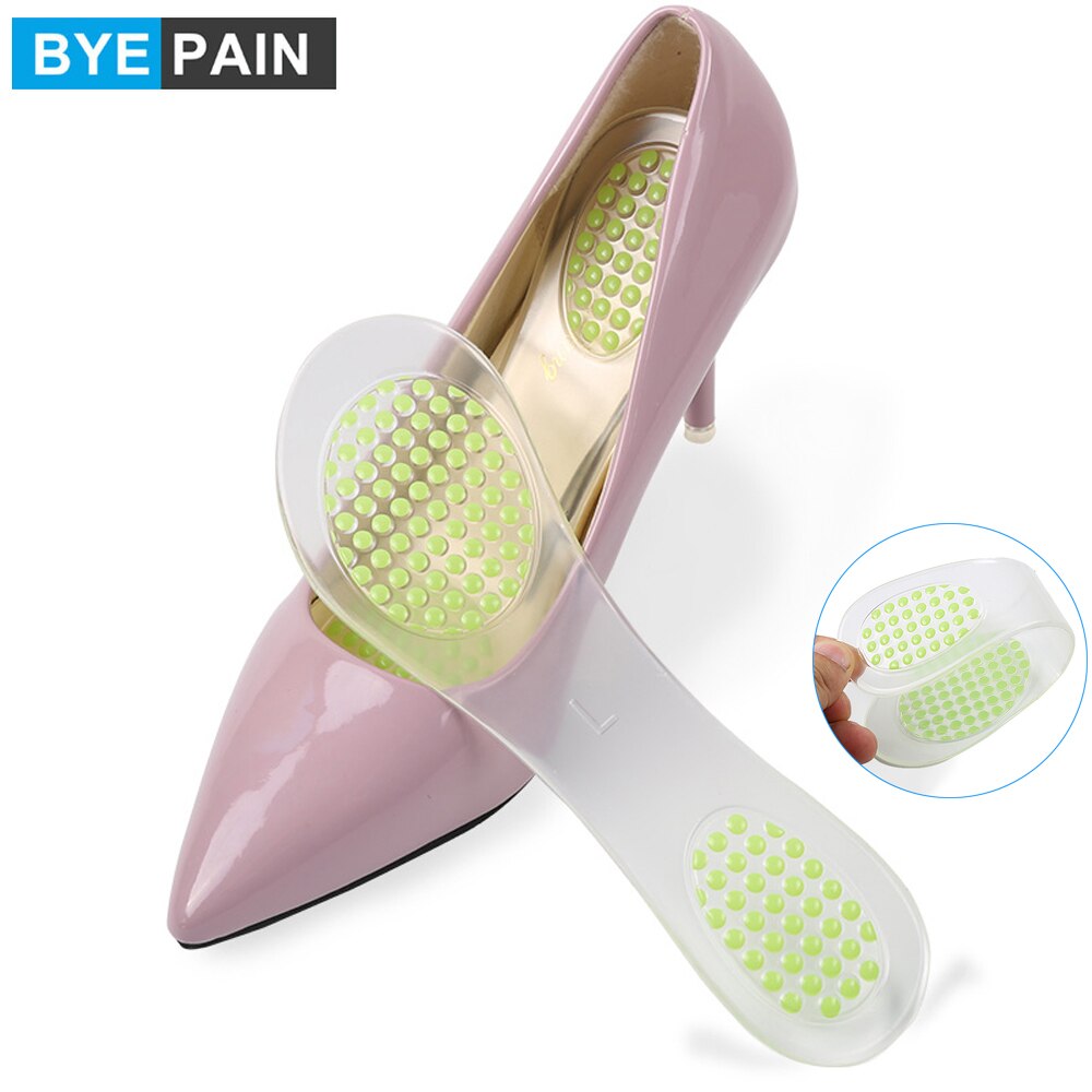 1Pair Comfortable Massaging Gel Insoles Soft Shock Absorption Gel Insoles Cushion Running Walking Pain Relief for Women Shoes