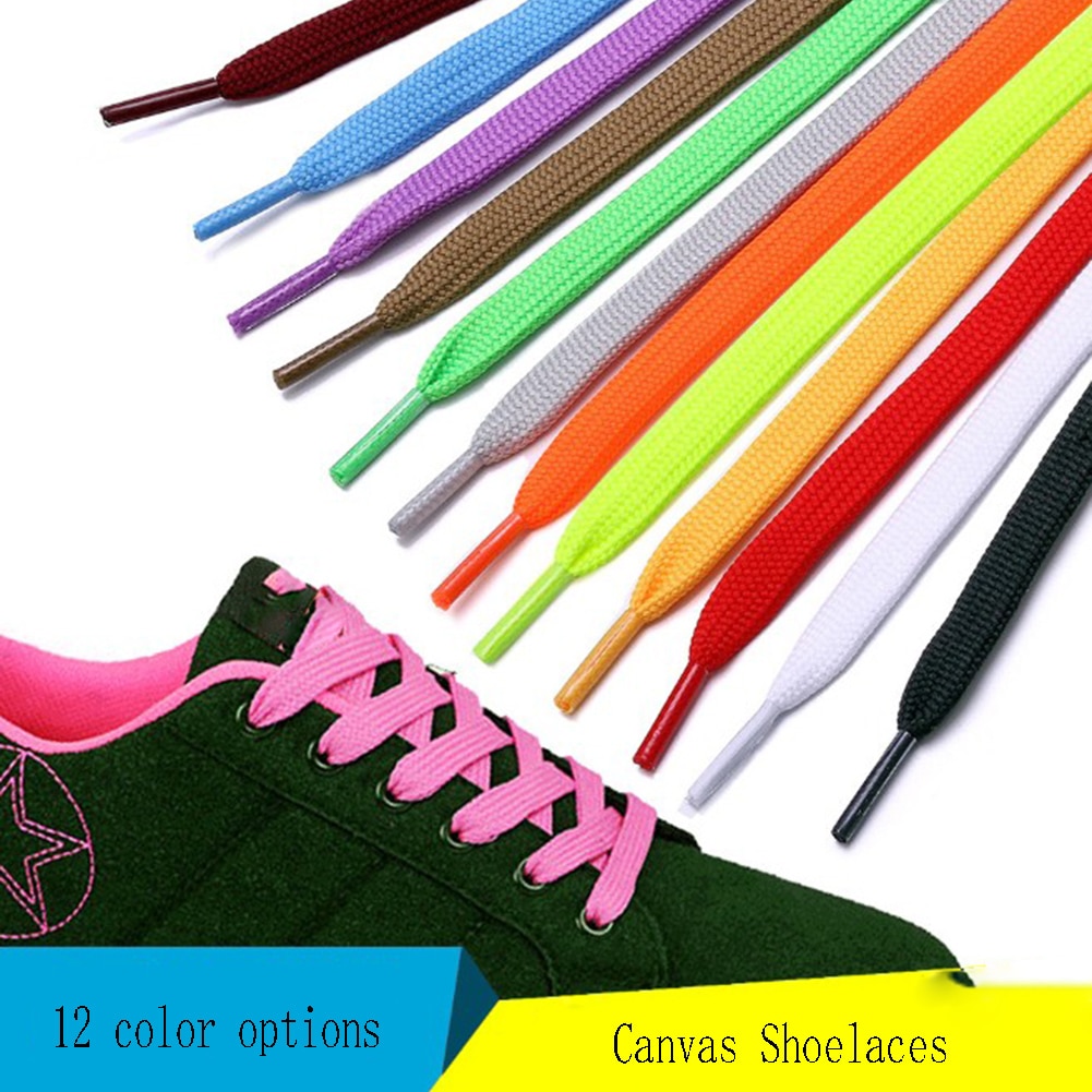 1Pair Flat Casual Shoeslaces Elastic Unisex Solid Color Shoe String Women Men Polyester Canvas Shoe Laces Fashion Shoelace 100cm