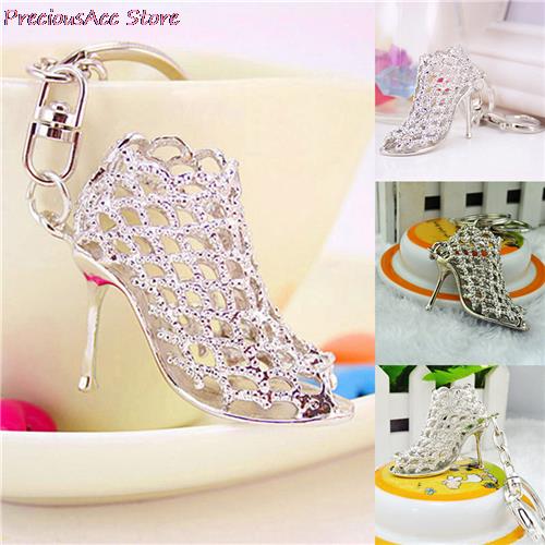 1Pcs High Heel Shoes Keychains Rhinestone Alloy Key Rings Women Charms Keychains Fashion Gifts For Women