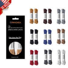 [2 Pairs] Waxed Shoelace for Dress Shoes Laces Thin Round Oxford Brown Black Red