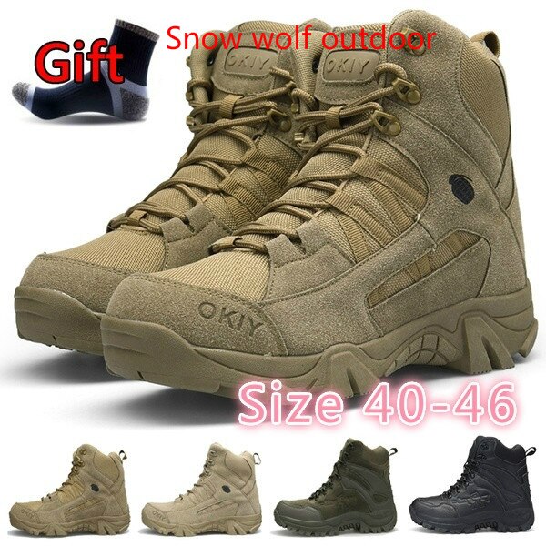 2019 safety shoes Men's Military Tactical Boots Waterproof Hiking Combat Boots Army Side Zip work shoes 40-46