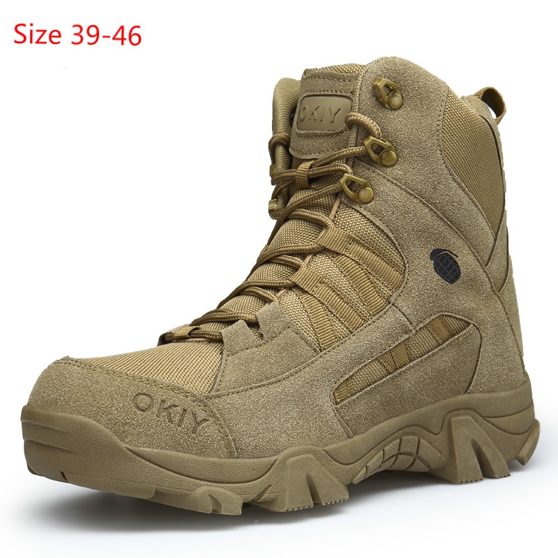 2019 safety shoes Men's Military Tactical Boots Waterproof Hiking Combat Boots Army Side Zip work shoes 40-46