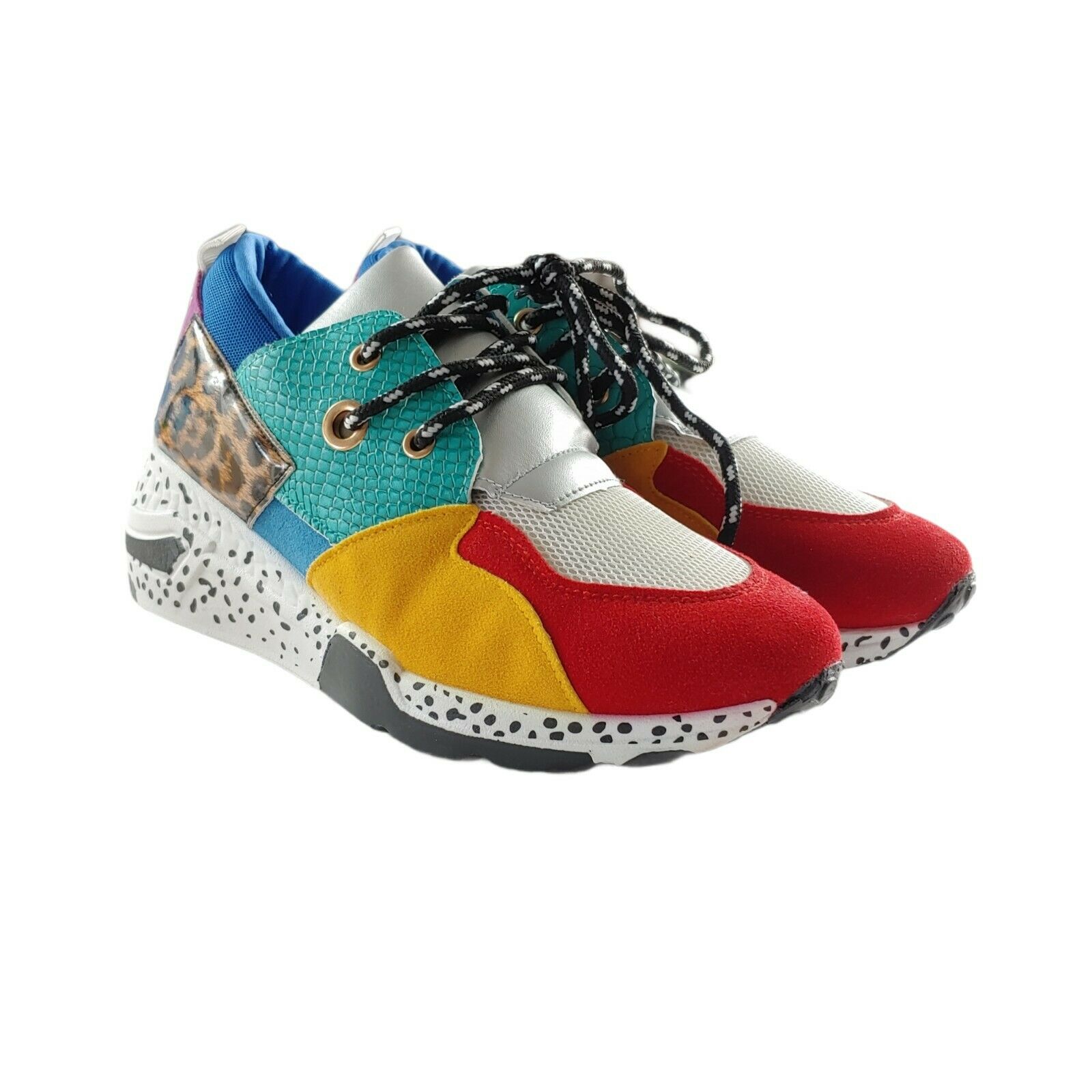 2020 Fashion Women's Height Increasing Sneakers Color Block Multi-pattern Shoes