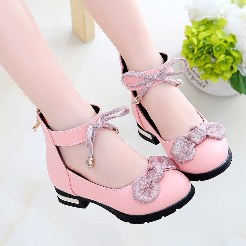 2020 Newest Girls Wedding Dress Shoes Children Princess Single Shoes Bowtie Leather Shoes For bowknot Kids Casual Shoes Flat