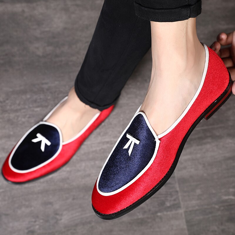 2020 Red Suede Loafers Men's Flats Tassel Breathable Shoes Soft Leather Slip-On Loafers Shoes Men Formal Dress Shoes Big Size 48