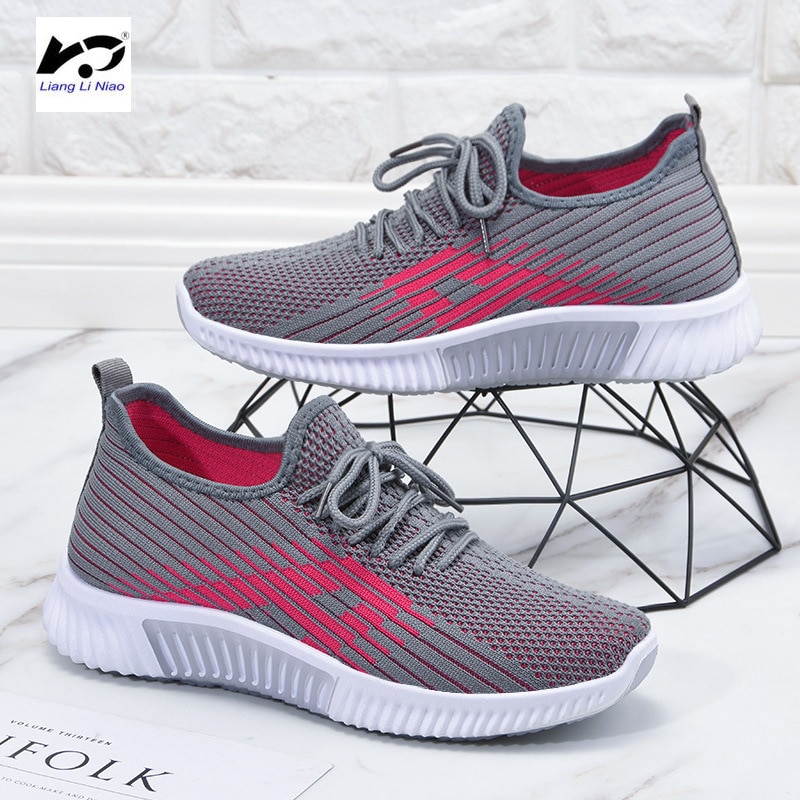 2020 Spring New Model Women's Breathable Casual Flat Shoes Lace-up Mesh Shoes skechers women luxury shoes women designers