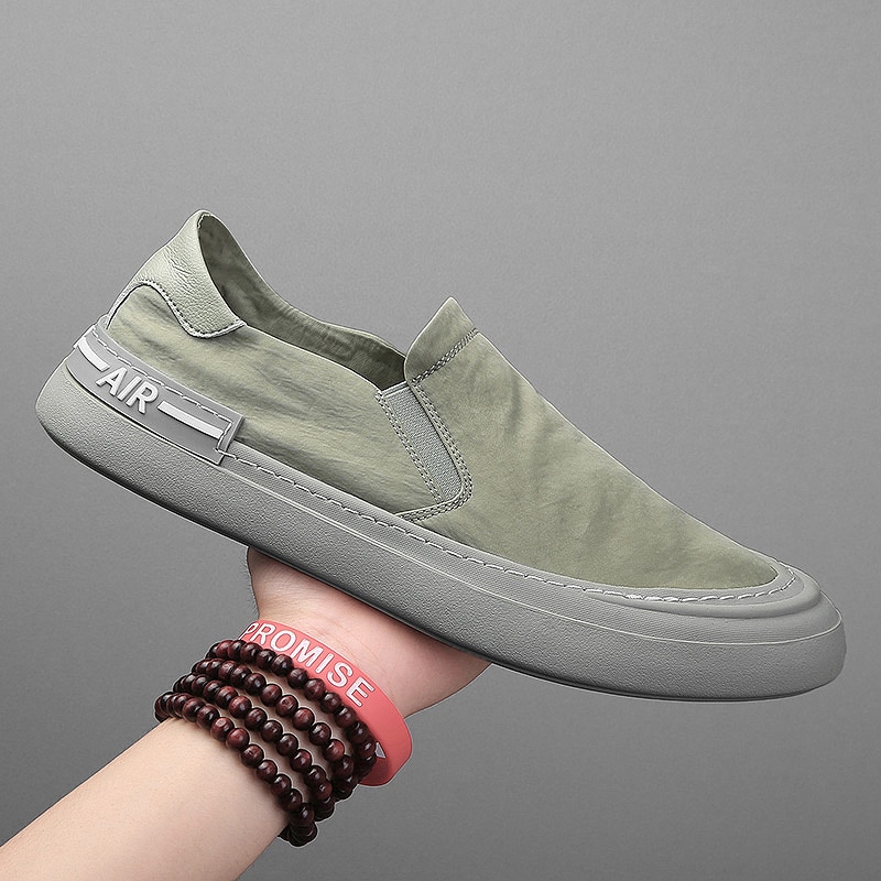 2021 Fashion Men Shoes Slip On Loafers Canvas Shoes Gray Men Casual Shoes Flat Slip on Mens Footwear Vulcanized Shoes