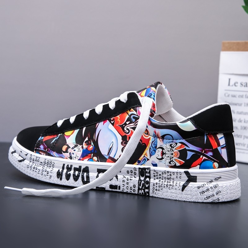 2021 Fashion Women and Men 3d Rinting Vulcanized Shoes Sneakers Casual Shoes Female Lace-up Graffiti Flat Canvas Running Shoes
