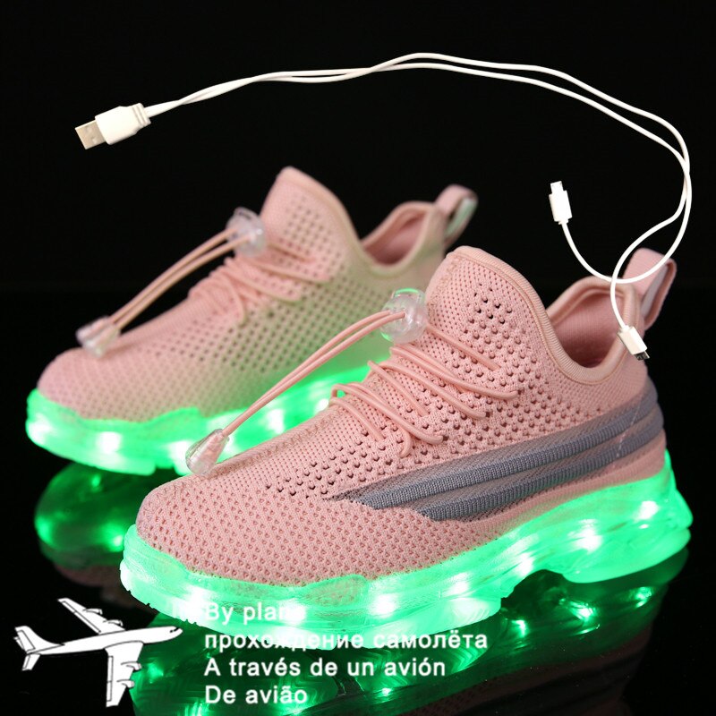 2021 Kids Led Usb Charging Shoes Glowing Sneakers Children Hook Loop Luminous Shoes for Girls Boys Men Women Skate LED Shoes