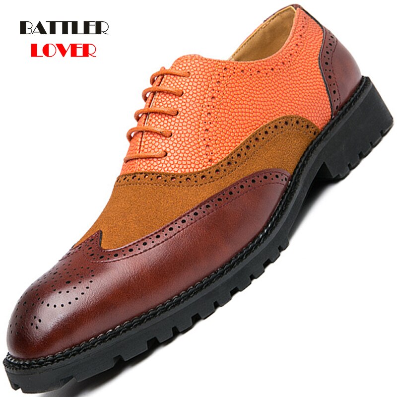2021 Men's Brogue Dress Shoes Newest Leather Lace-up Business Shoes for Male Casual Classic Vintage Wedding Shoes Hombre Zapatos