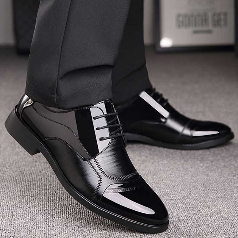 2021 Men's Business Oxford Shoes Fashion Breathable Rubber Mens Dress Shoes Casual Zipper Slip-On Office Men Leather Shoes