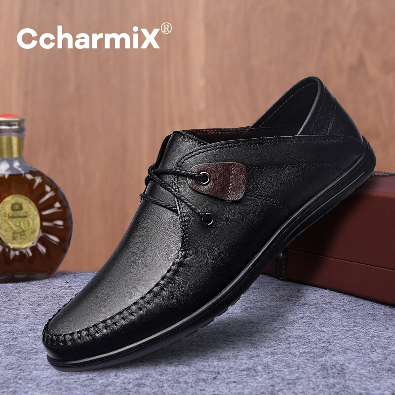 2021 Men's Genuine Leather Shoes Head Leather Soft Anti-slip Rubber Lace-up leather Shoes Man Casual Real Leather Shoes 37-46