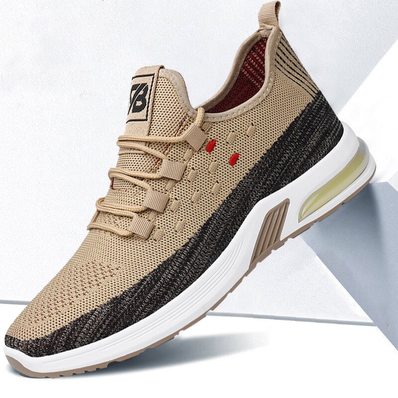 2021 Men's Shoes Air Cushion Running Breathable Fly Woven Shallow Mouth Casual Fashion Male Sports Shoes New Sneakers