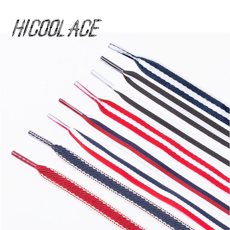 2021 New 1CM Wide Polyester Shoe Laces Red White Blue Mixed Color Shoelaces Women Colorful Sports Casual Shoes Laces 12 Colors