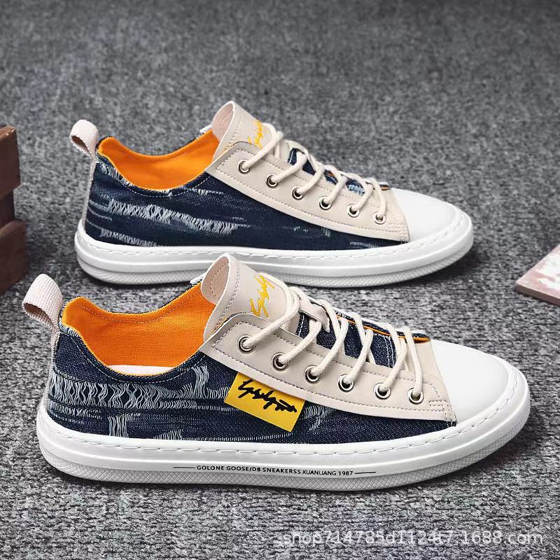 2021 New Casual Shoes Denim Canvas Men Footwear Sky Blue Young Anti-Slip Canvas Sneakers Men Jeans Fashion Canvas Casual Shoes