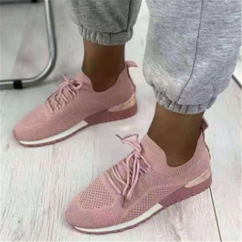 2021 New fashion Women Sneakers Breathable Knitted Solid Ladies Shoes Walking Shoes Fashion Summer Female Flats Shoes hot deal