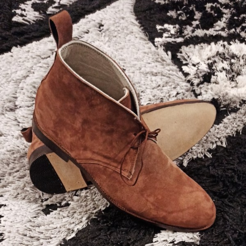 2021 New Men Shoes Fashion Casual Business Wild Handmade Classic Tan Faux Suede High-top Lace-up Dress Ankle Boots HL753