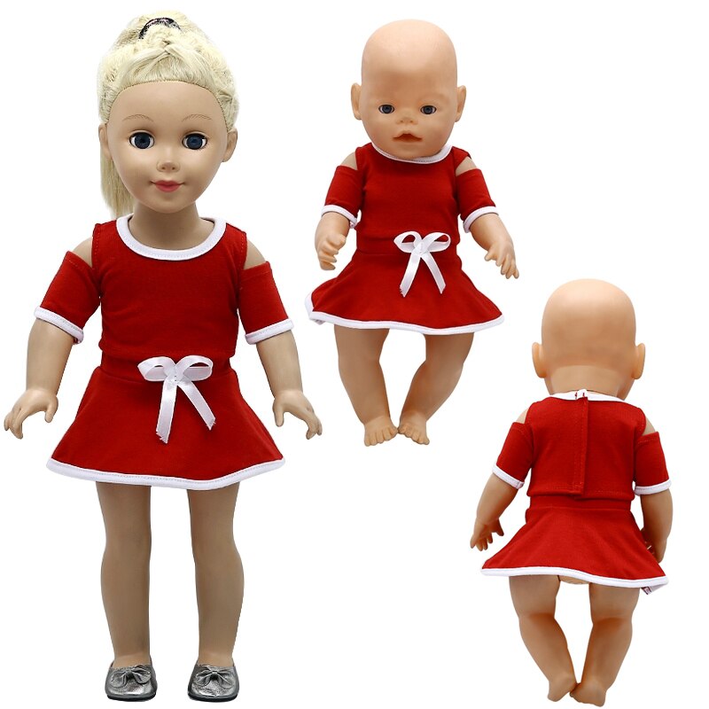 2021 New Red Dress Suit Fit 18 Inch American&43cm Baby New Born Doll Clothes Accessories