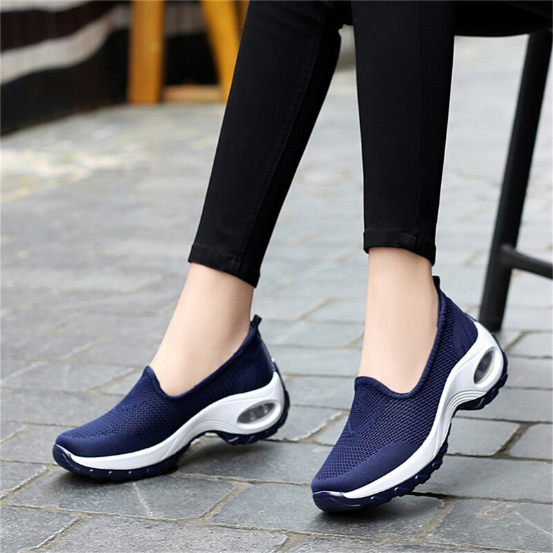 2021 New Summer Women Shoes Mesh Breathable Large Size Light Air Cushion Middle-Aged Elderly Walking Outdoor Casual Shoes