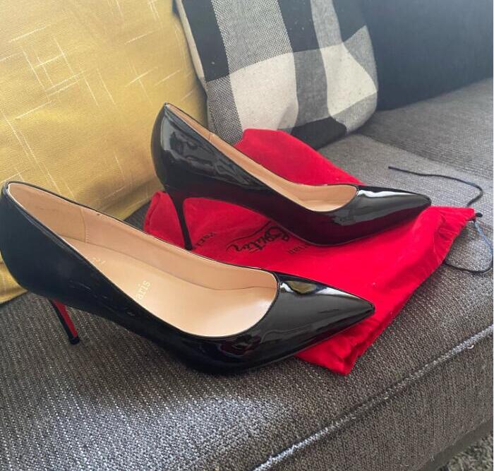 2021 Pumps Brand Women 8 10 12CM High Heel Shoes Red Bottom Black/nude Patent Leather Red Wedding Shoes Thin Heel 34-44 Dustbag
