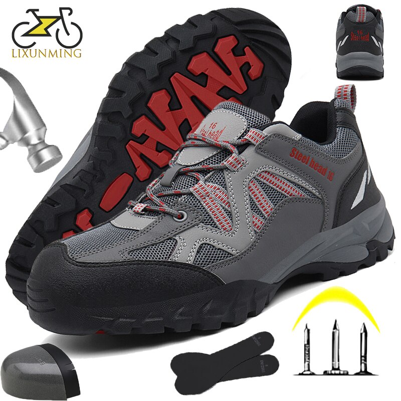 2021 Seasons Men's Steel-toed Work Safety Shoes Puncture-proof Safety Boots Men's Breathable Wear-resistant Hiking Shoes Men