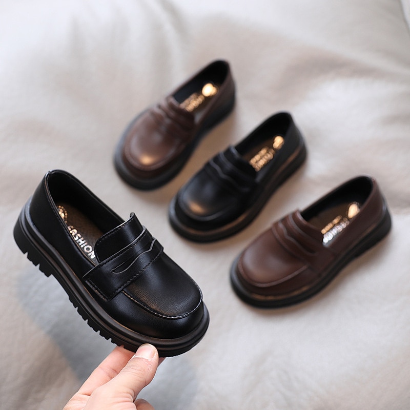 2021 Spring And Autumn Kids Wedding Dress Shoes For Boys Children School Performance Black Casual Baby And Toddler Leather Shoes