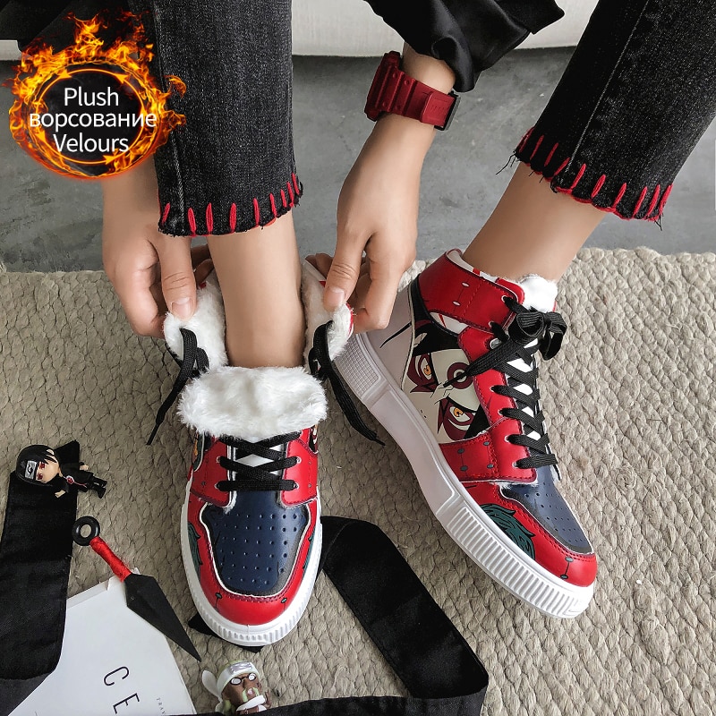 2021 Winter Plush Women Shoes Men Casual Shoes Cosplay Shoes Casual High Top Sneakers plus Size Couple shoes Anime Shoes
