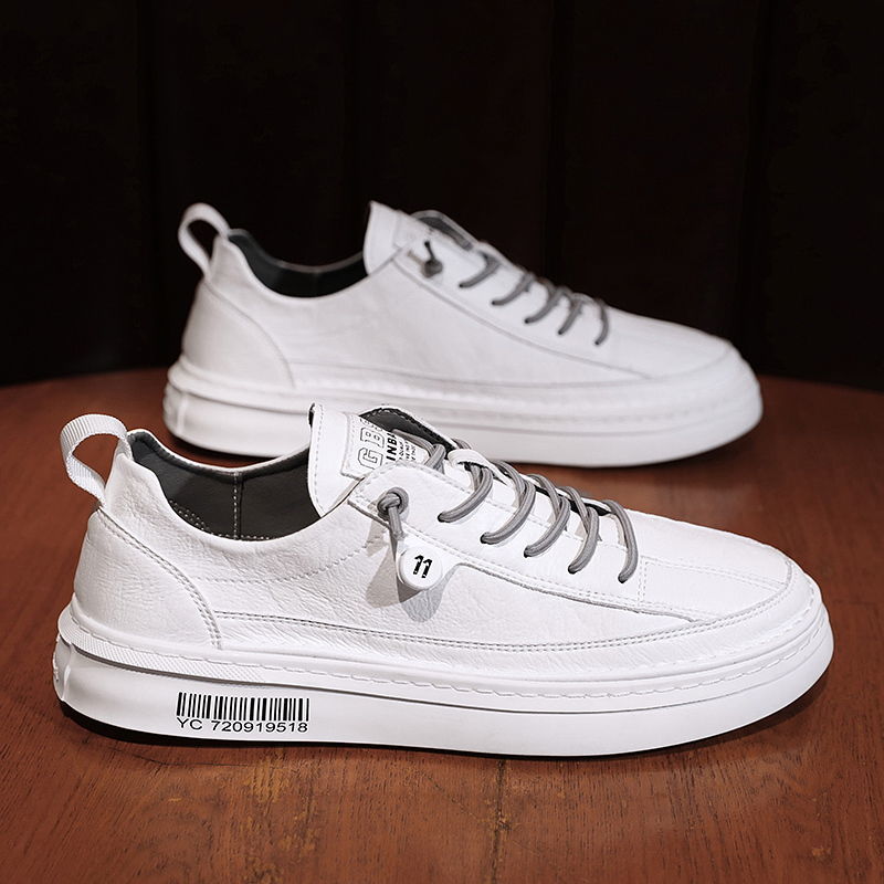 2021 Youth Sneakers Male Casual Sport Shoes Men Leather Vulcanized Shoes All Seasons School Boys White Flat Walking Sneakers