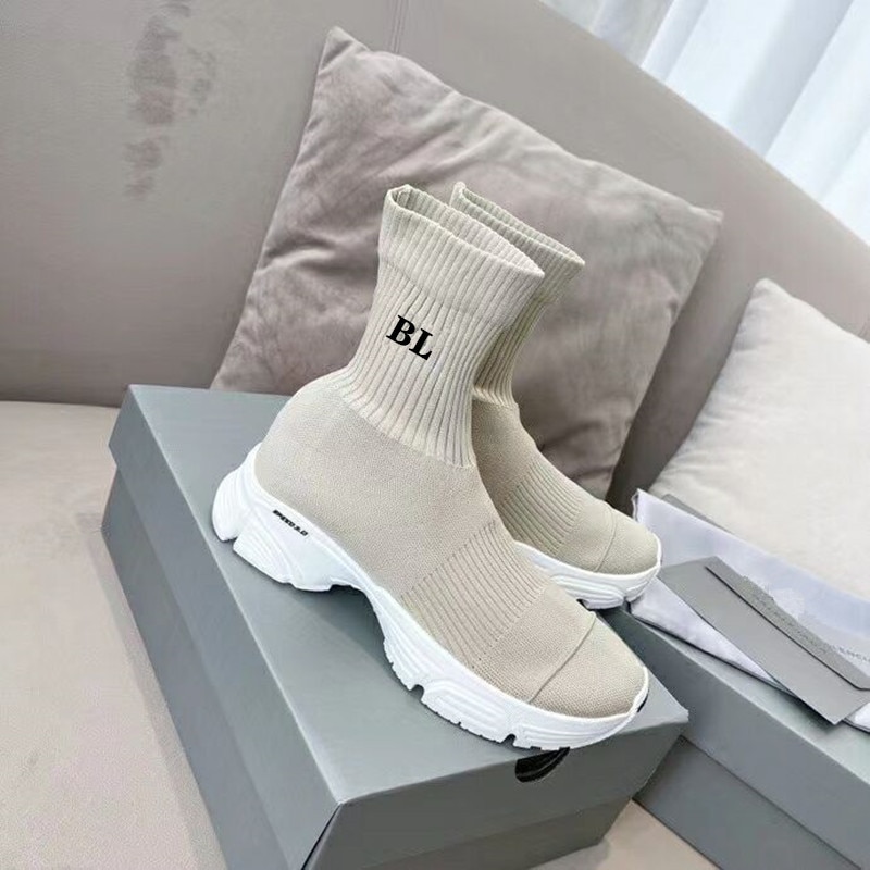 2021Men Women Casual Shoes Sock Shoe SPEED 2.0 Sports Knitted Stretch Sneakers Speed Trainer Sock Race Comfort Black Shoes White