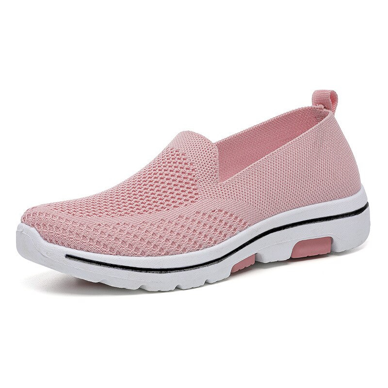 2021Middle-Aged and Elderly Women's Breathable Mesh Light Shoes Soft Bottom Leisure Sports Walking Shoes Flat Mom Shoes Women
